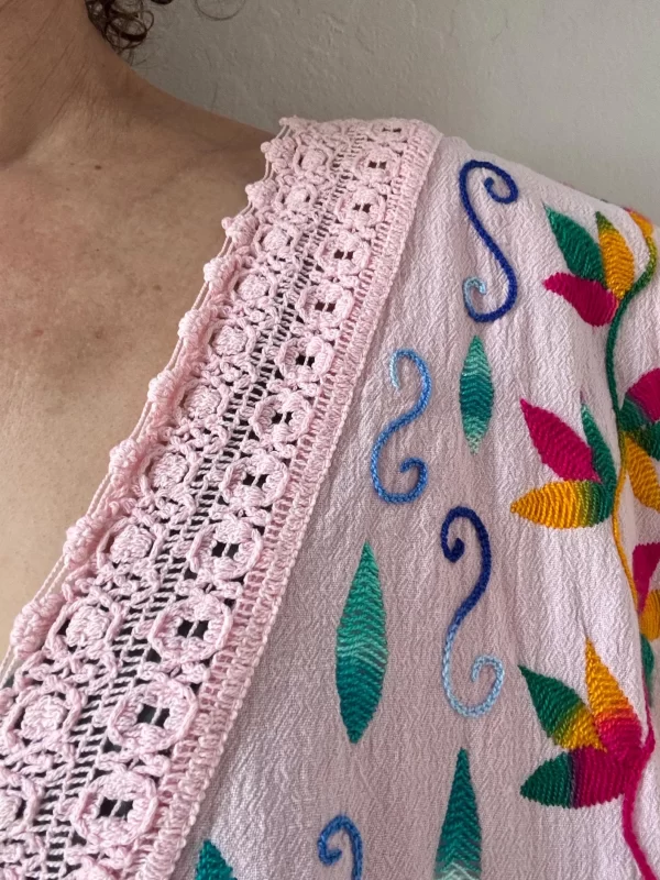 Kene Design Shipibo hand-embroidered cotton dress: Icaros Kené design – Shipibo Store